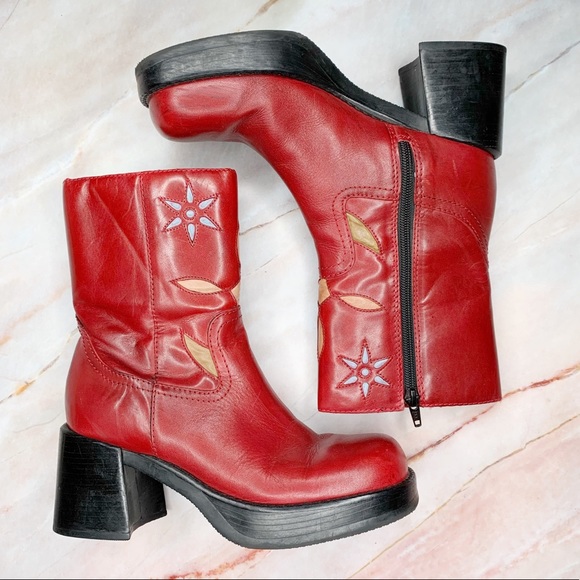 70s chunky heel boots